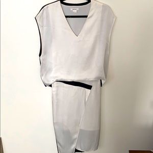 Black and White Asymmetrical Blouson Dress